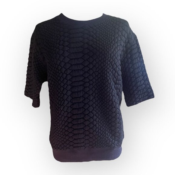 Sandro Paris Black Snakeprint Quilted Jumper Sweater Size 1 - Picture 1 of 6